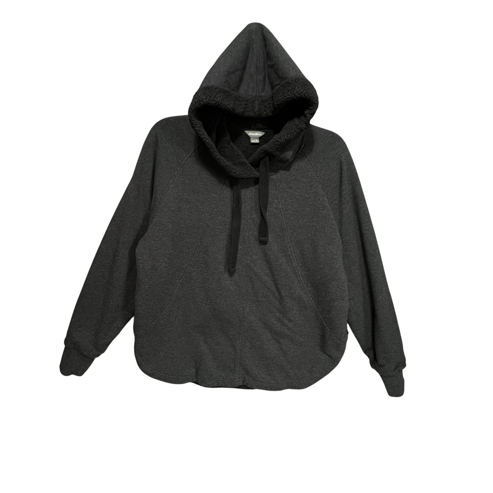 Eddie Bauer Womens XL Sherpa Lined Hoodie Pullover Plush Sweatshirt Cozy Lounge